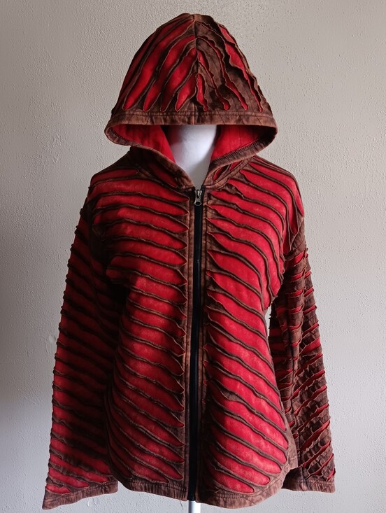 Jackets & Blazers - Y2K Nepal Fairy Grunge Full Zip Slashed Hoodie Womens Sz. Large, 100% Cotton